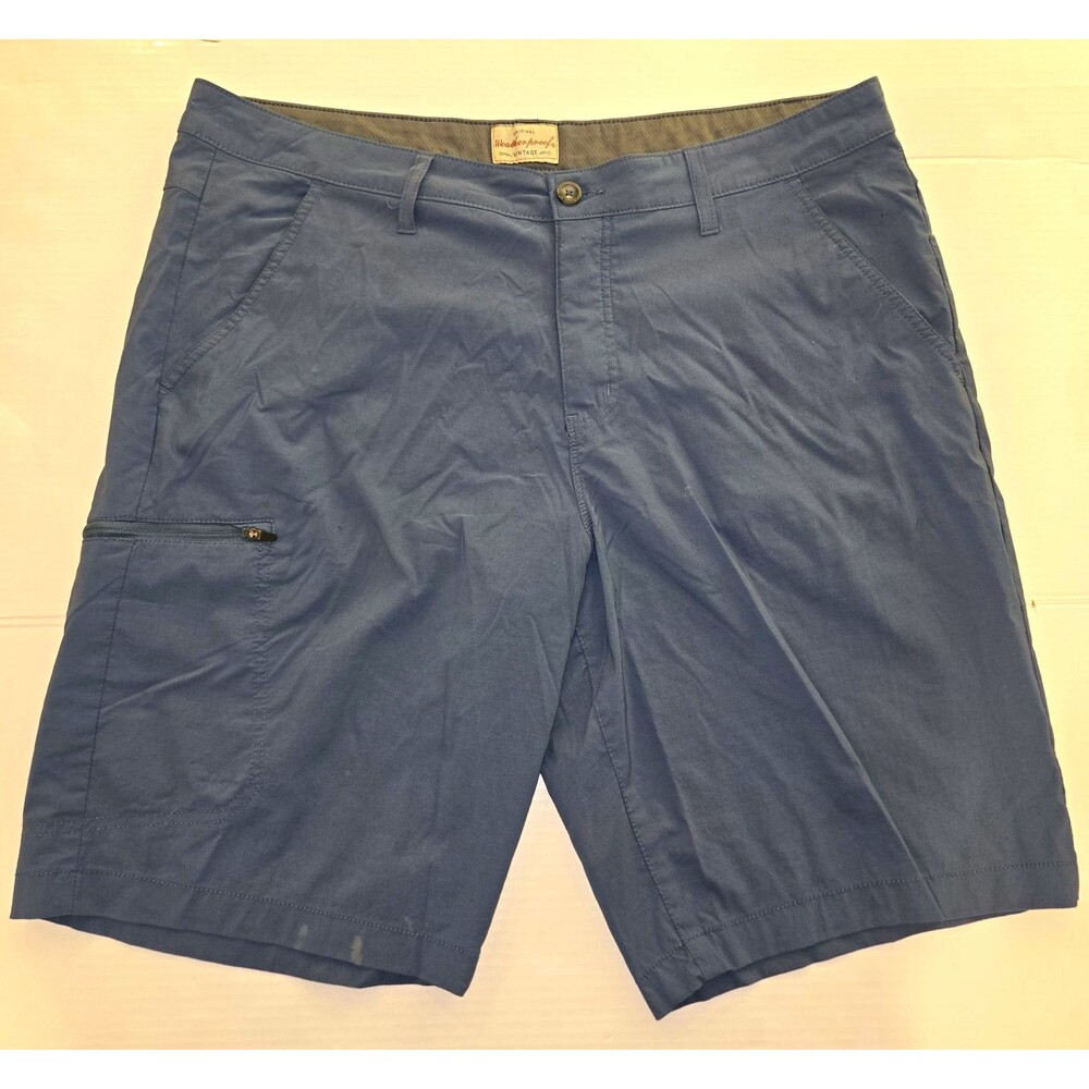 Weatherproof Men's Blue Chino Shorts Solid Flat Front Stretch Size 38